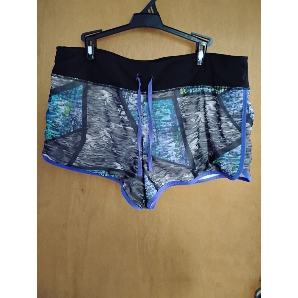 Avia Shorts Athletic Running Shorts Blue and Gray Abstract Water Pattern Size XL